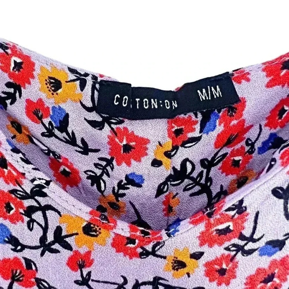 Cotton On Lilac Orange Floral Midi Dress Sun Dress Spring Summer Size M - Picture 5 of 6